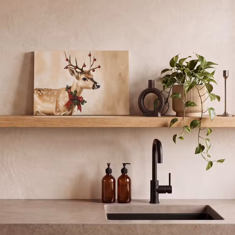 Canvas schilderij - Gewei - Kerst - Rendier - Rood — 3