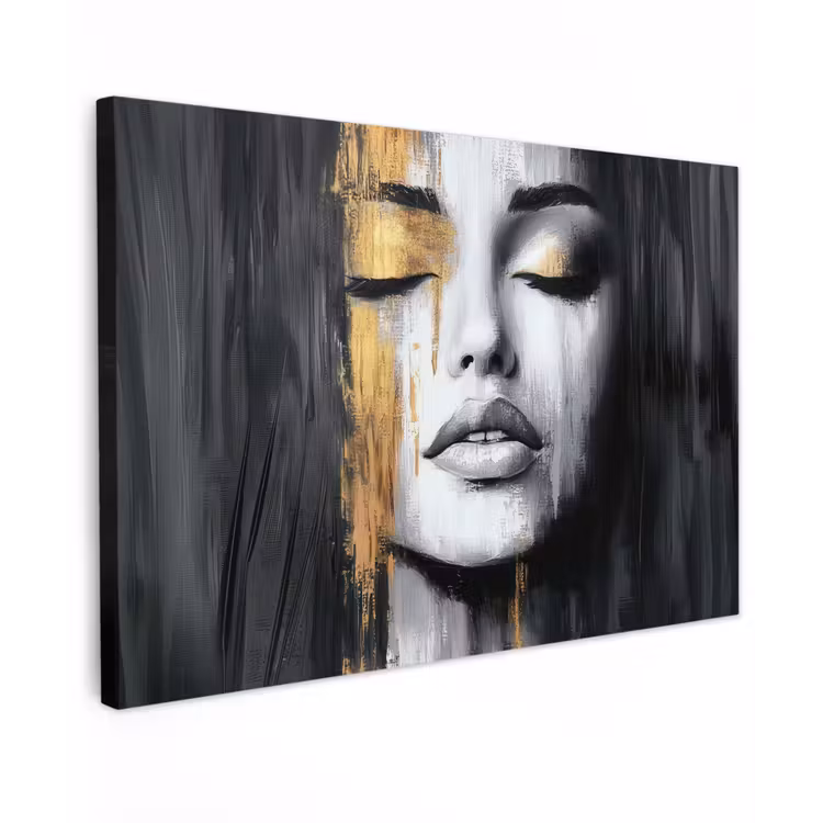 Canvas schilderij - Gezicht - Vrouw - Penseelstreken - Abstract — 1