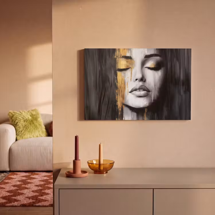 Canvas schilderij - Gezicht - Vrouw - Penseelstreken - Abstract — 2
