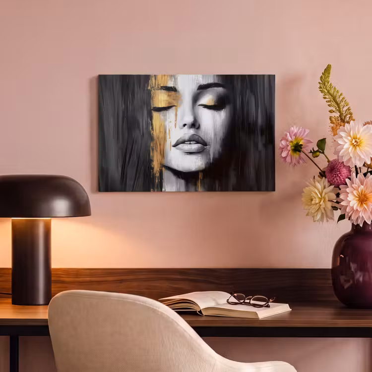 Canvas schilderij - Gezicht - Vrouw - Penseelstreken - Abstract — 4