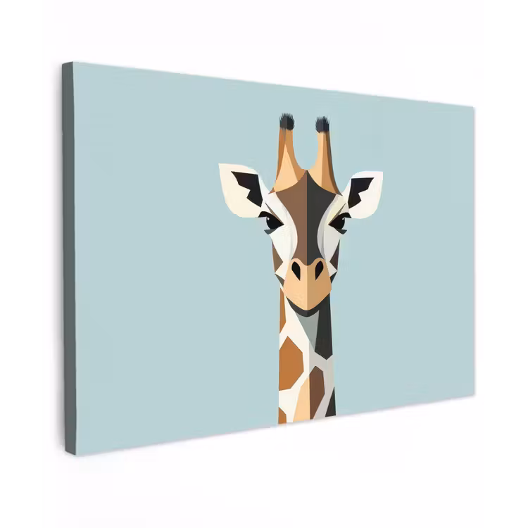Canvas schilderij - Giraffe - Illustratie - Bruin - Minimalistisch — 1