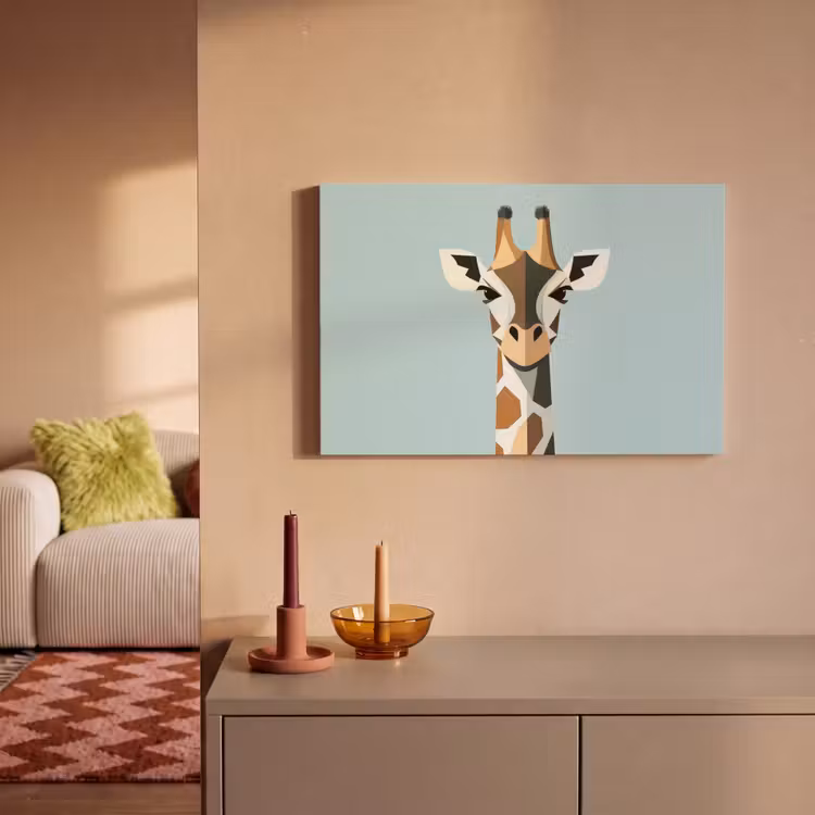 Canvas schilderij - Giraffe - Illustratie - Bruin - Minimalistisch — 2
