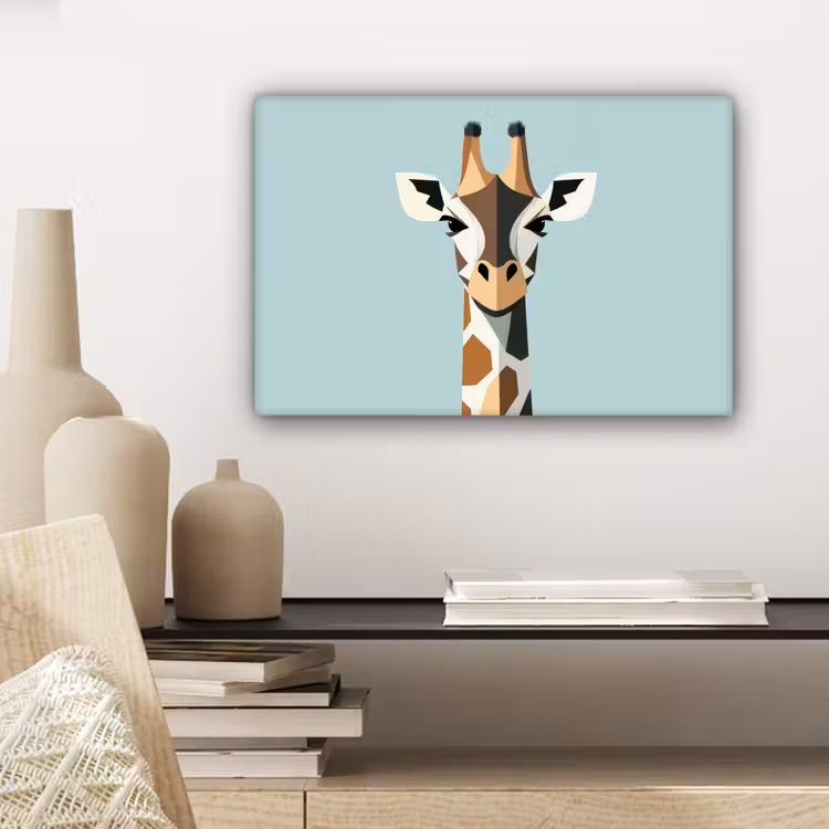 Canvas schilderij - Giraffe - Illustratie - Bruin - Minimalistisch — 5