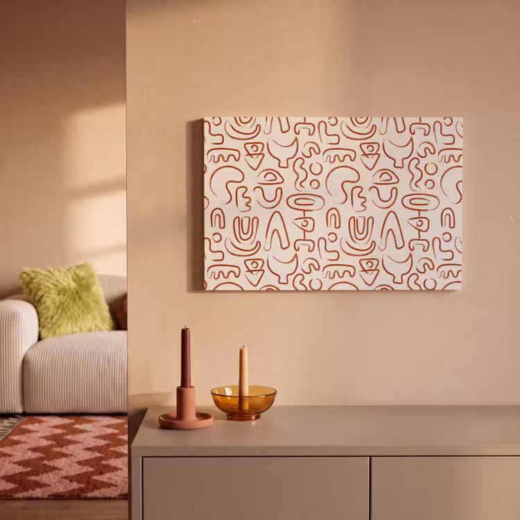 Canvas schilderij - Beige - Vormen - Rood - Patroon — 1