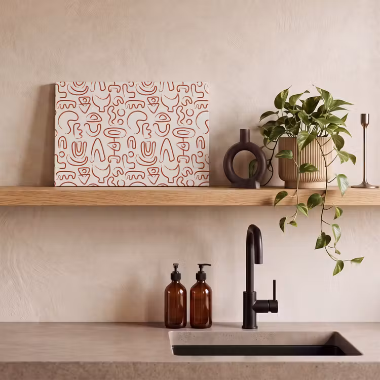 Canvas schilderij - Beige - Vormen - Rood - Patroon — 2