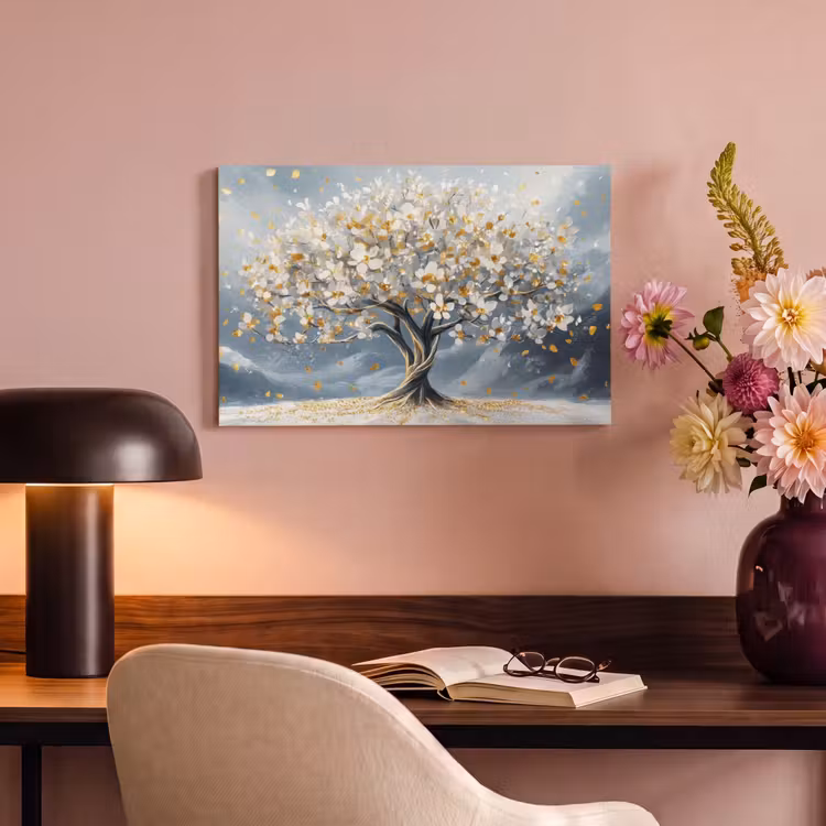 Canvas schilderij - Boom - Winter - Levensboom - Modern - Goud — 4