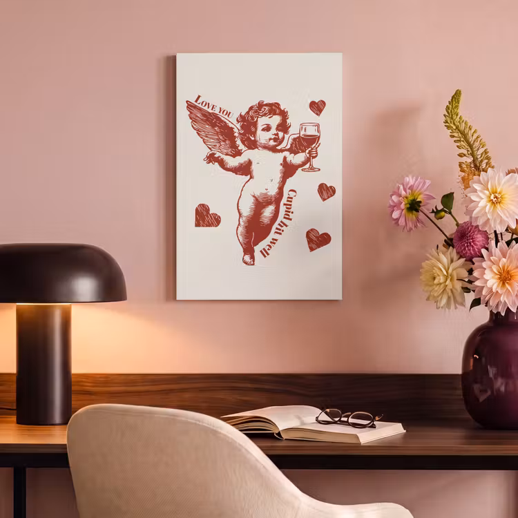 Canvas schilderij - Cupido - Hartjes - Rood - Klassiek — 2
