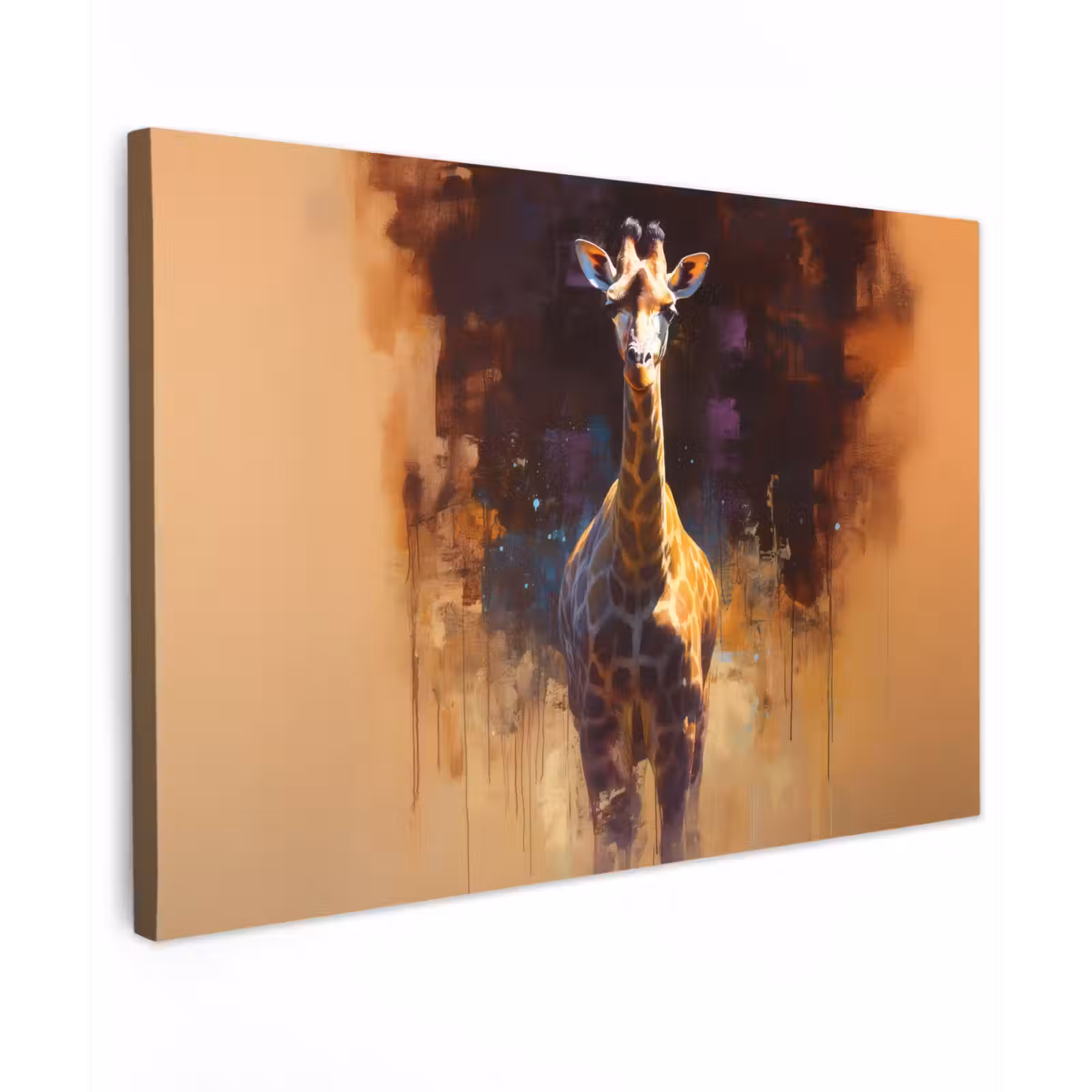 Canvas schilderij - Giraf - Bruin - Abstract - Geschilderd — 1