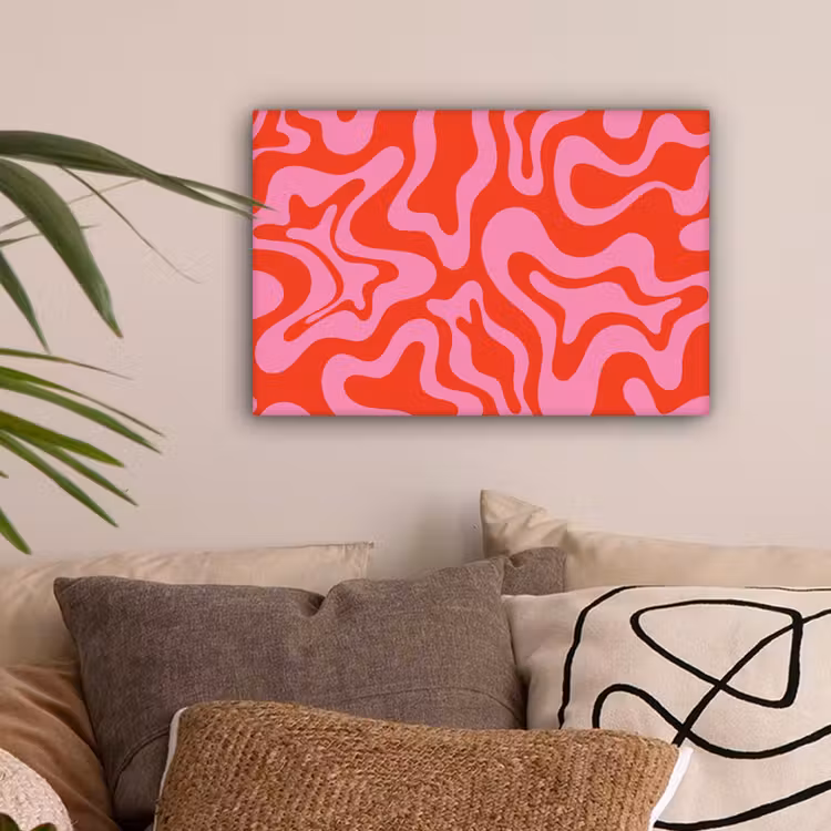 Canvas schilderij - Abstract - Patroon - Rood - Roze - Minimalistisch — 2