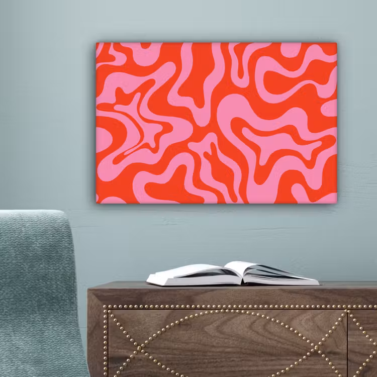 Canvas schilderij - Abstract - Patroon - Rood - Roze - Minimalistisch — 4