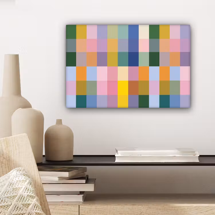 Canvas schilderij - Blokken - Vierkant - Patroon - Gekleurd — 5