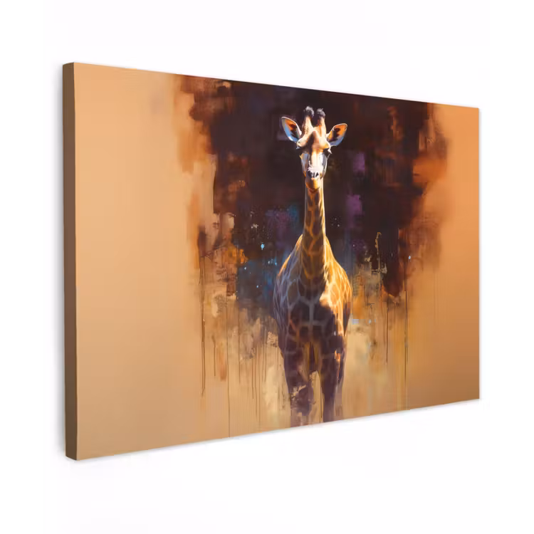 Canvas schilderij - Giraf - Bruin - Abstract - Geschilderd — 1