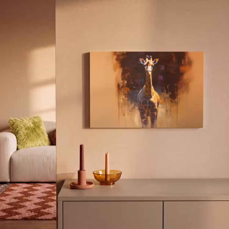 Canvas schilderij - Giraf - Bruin - Abstract - Geschilderd — 2