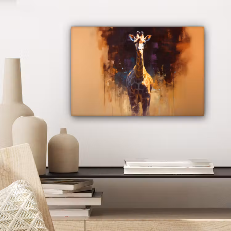 Canvas schilderij - Giraf - Bruin - Abstract - Geschilderd — 5