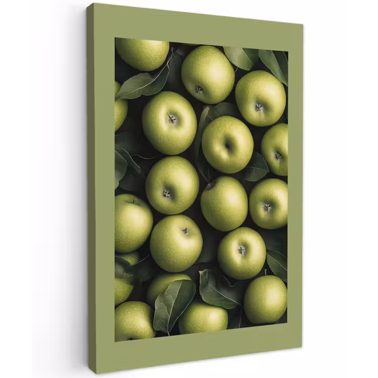 Canvas schilderij - Appels - Groen - bladeren — 1