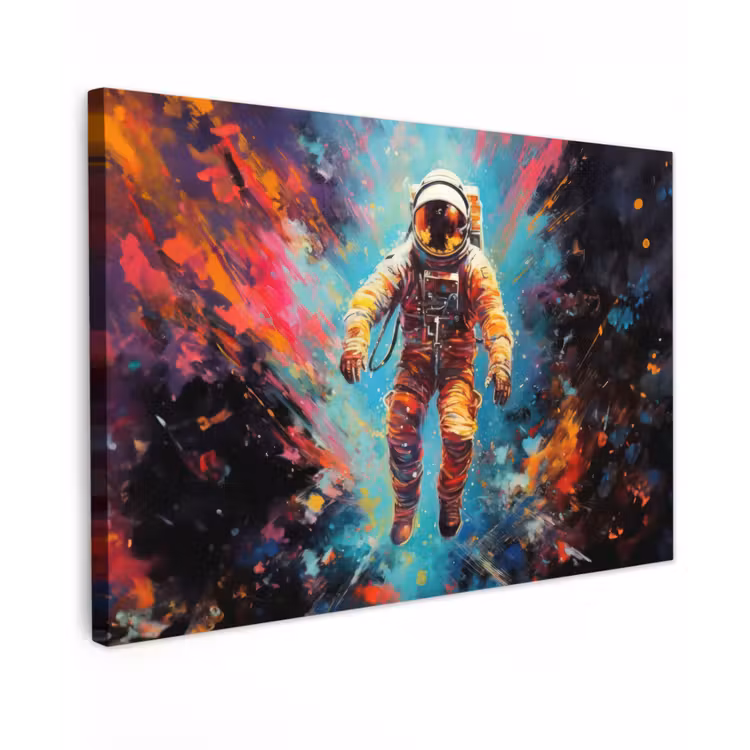 Canvas schilderij - Astronaut - Graffiti - Ruimte - Neon — 1