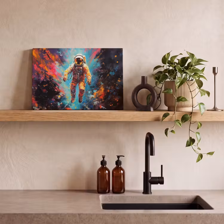 Canvas schilderij - Astronaut - Graffiti - Ruimte - Neon — 3