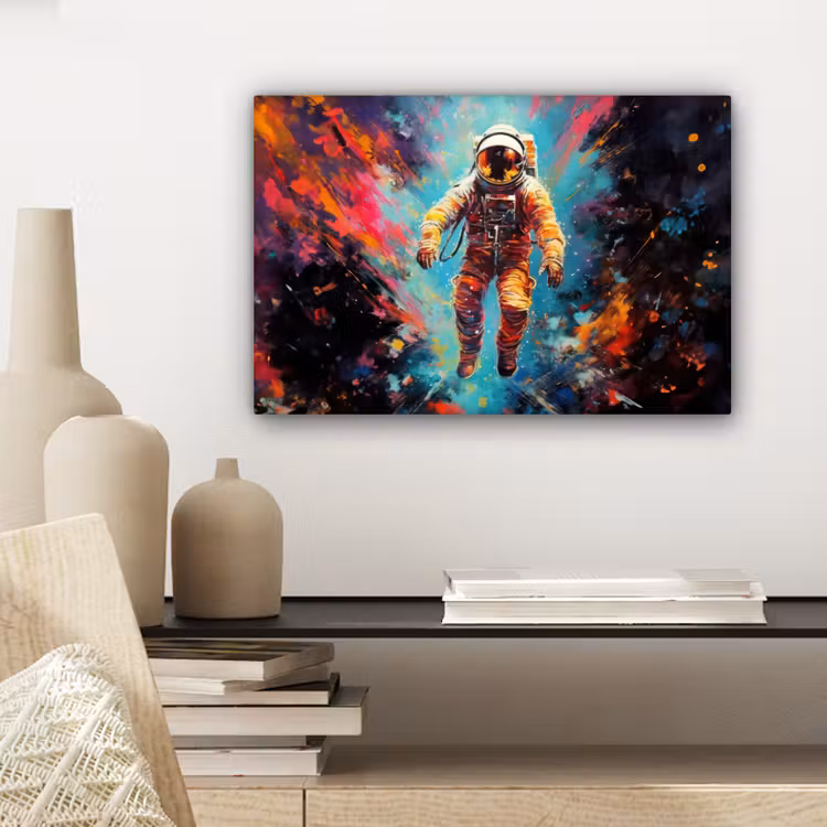 Canvas schilderij - Astronaut - Graffiti - Ruimte - Neon — 5