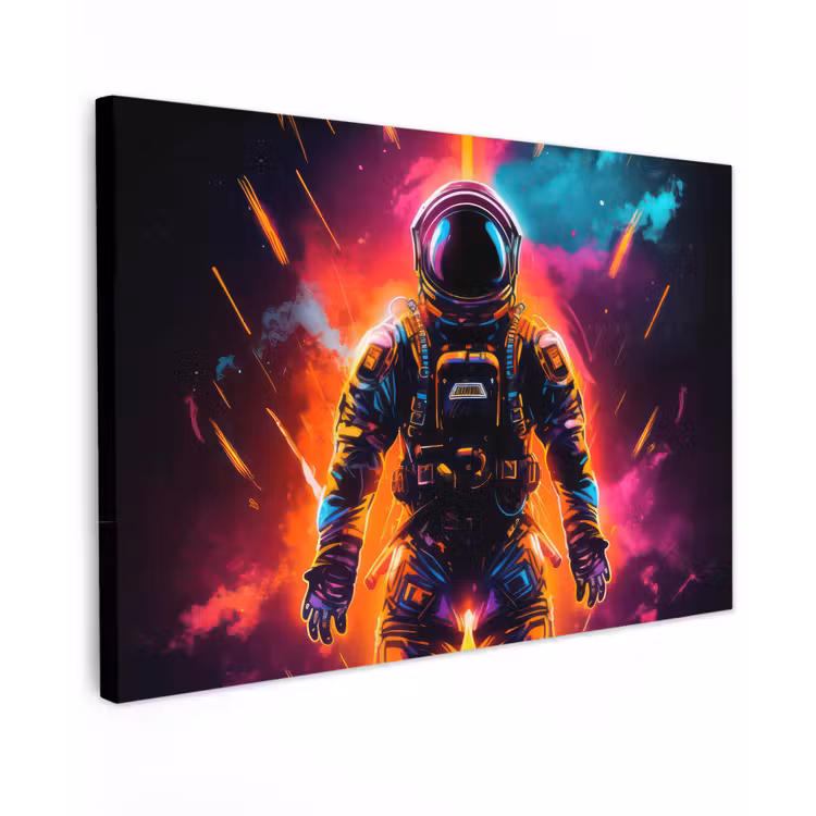 Canvas schilderij - Astronaut - Neon - Gaming - Ruimte — 1