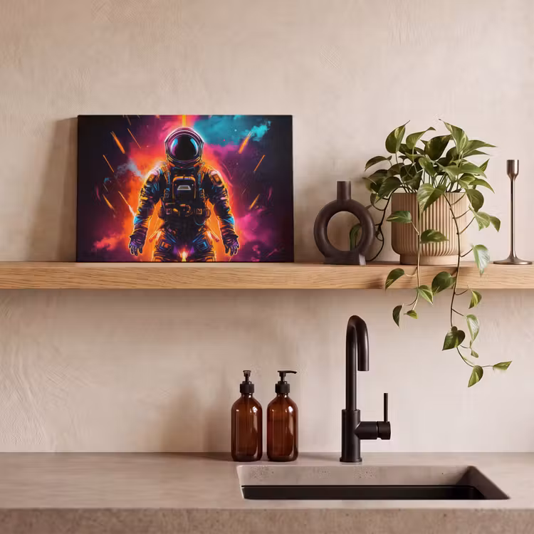 Canvas schilderij - Astronaut - Neon - Gaming - Ruimte — 3