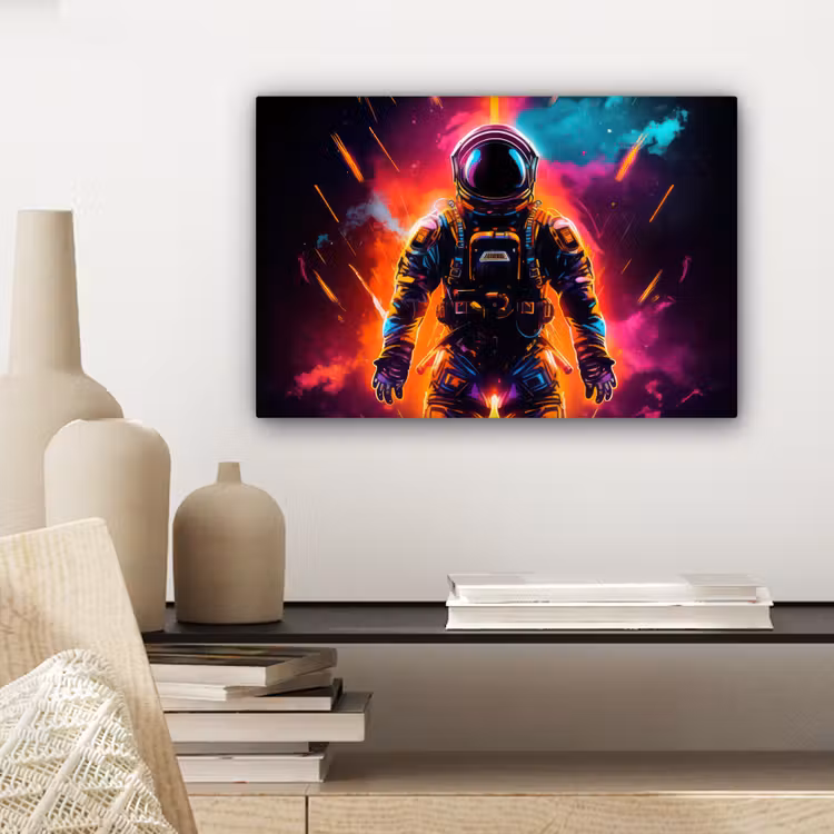 Canvas schilderij - Astronaut - Neon - Gaming - Ruimte — 5