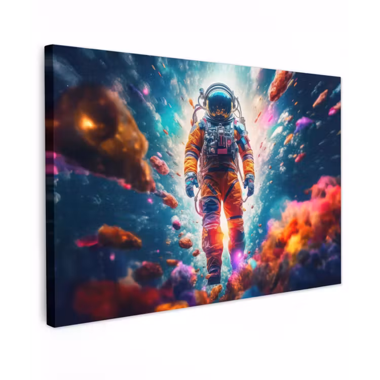 Canvas schilderij - Astronaut - Neon - Meteoriet - Neon — 1