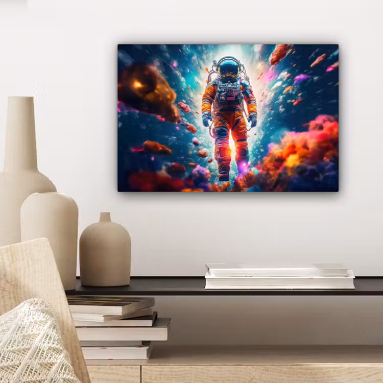 Canvas schilderij - Astronaut - Neon - Meteoriet - Neon — 5