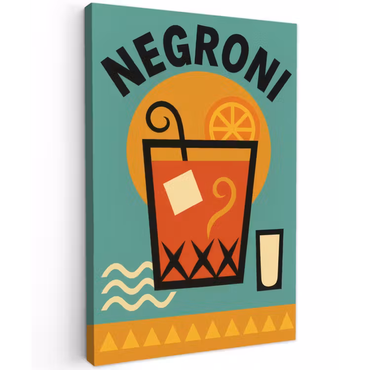 Canvas schilderij - Cocktail - Negroni - Art - Sinaasappel — 1
