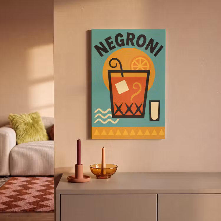 Canvas schilderij - Cocktail - Negroni - Art - Sinaasappel — 2