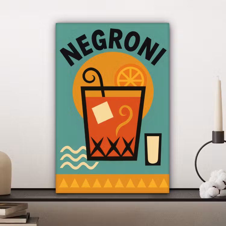 Canvas schilderij - Cocktail - Negroni - Art - Sinaasappel — 5