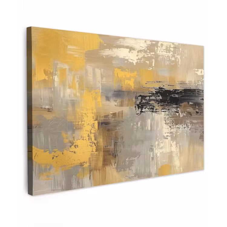 Canvas schilderij - Abstract - Geel - Modern - Beige — 1