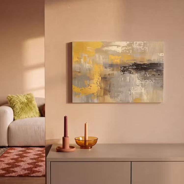 Canvas schilderij - Abstract - Geel - Modern - Beige — 2