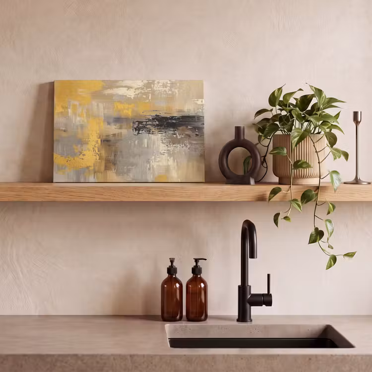 Canvas schilderij - Abstract - Geel - Modern - Beige — 3