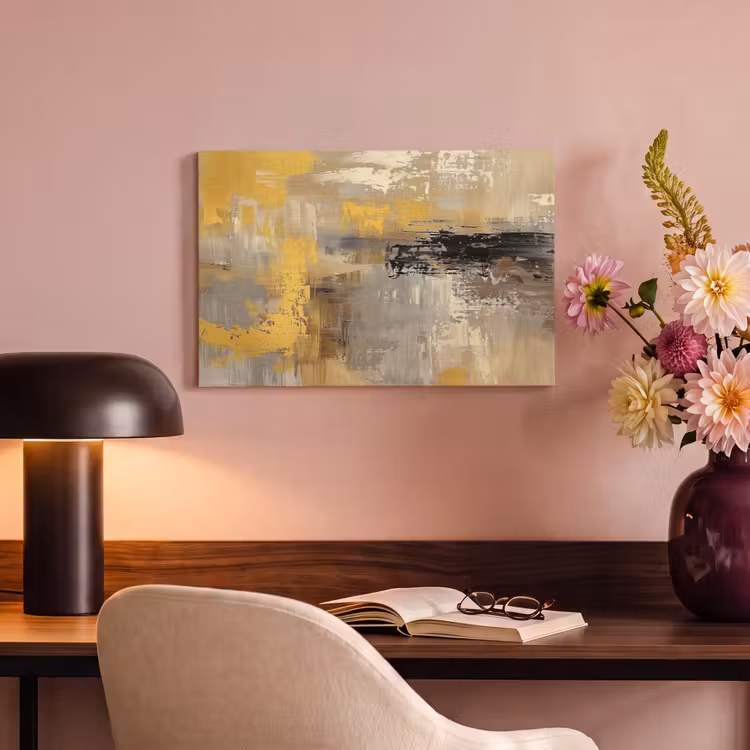 Canvas schilderij - Abstract - Geel - Modern - Beige — 4