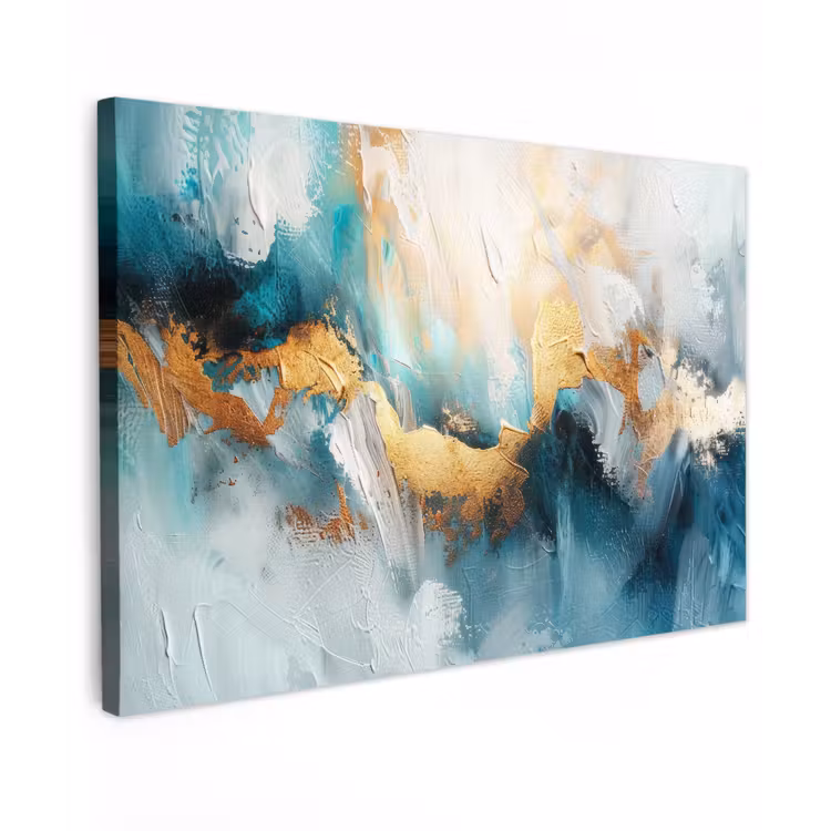 Canvas schilderij - Abstract - Kunst - Gold - Blauw — 1
