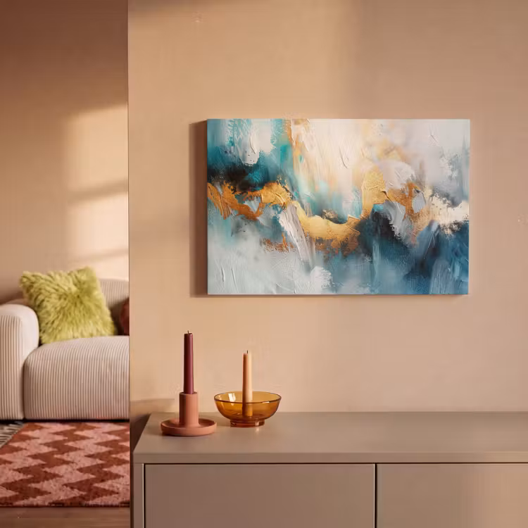 Canvas schilderij - Abstract - Kunst - Gold - Blauw — 2