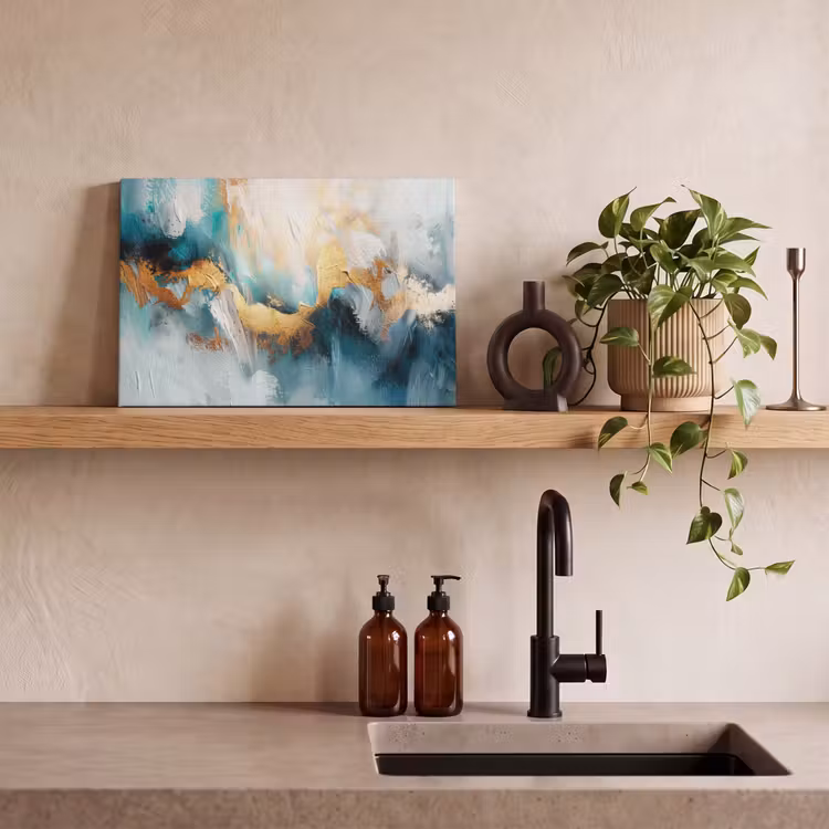 Canvas schilderij - Abstract - Kunst - Gold - Blauw — 3