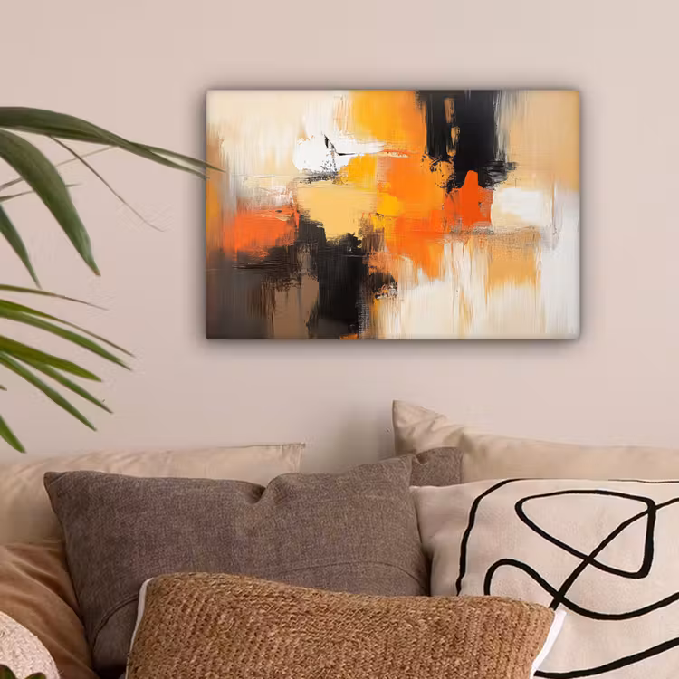 Canvas schilderij - Abstract - Modern - Verflook - Herfst kleuren - Oranje — 2