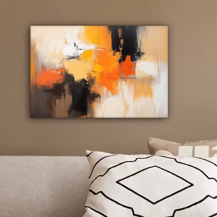Canvas schilderij - Abstract - Modern - Verflook - Herfst kleuren - Oranje — 3
