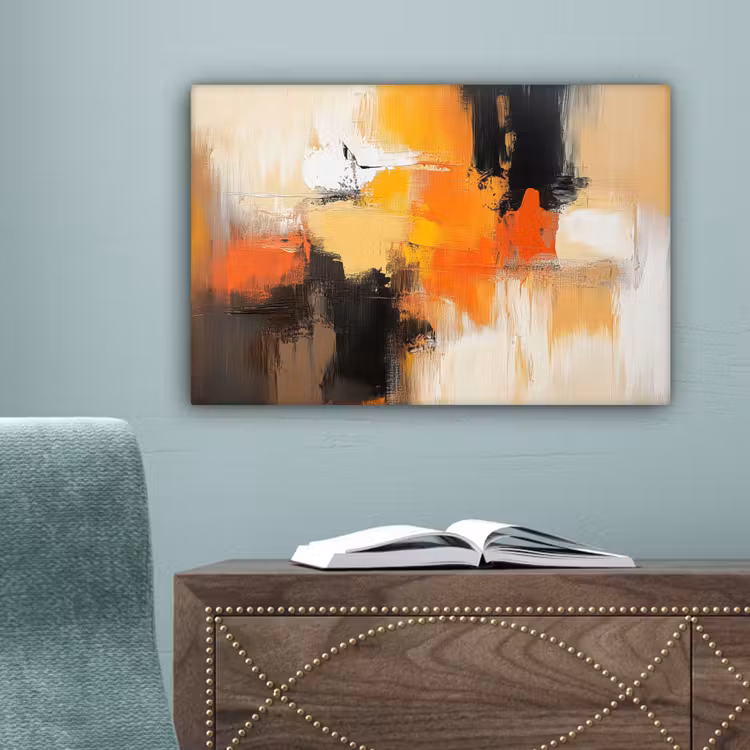 Canvas schilderij - Abstract - Modern - Verflook - Herfst kleuren - Oranje — 4