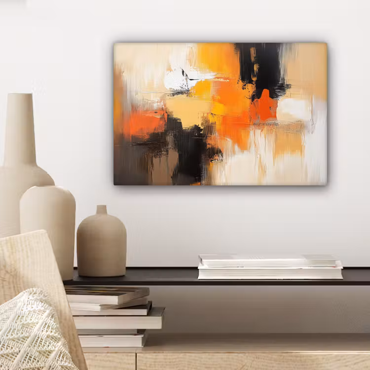 Canvas schilderij - Abstract - Modern - Verflook - Herfst kleuren - Oranje — 5