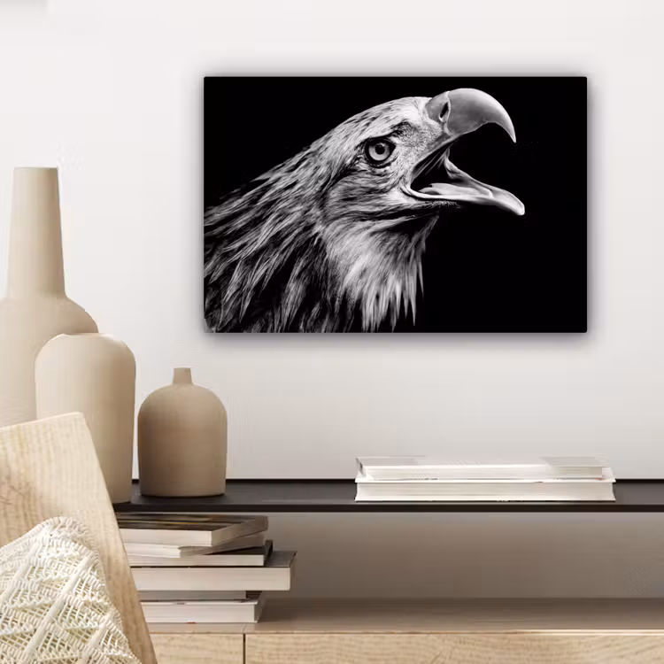 Canvas schilderij - Adelaar - Portret - Roofvogels - Zwart - Wit - Vogel — 5