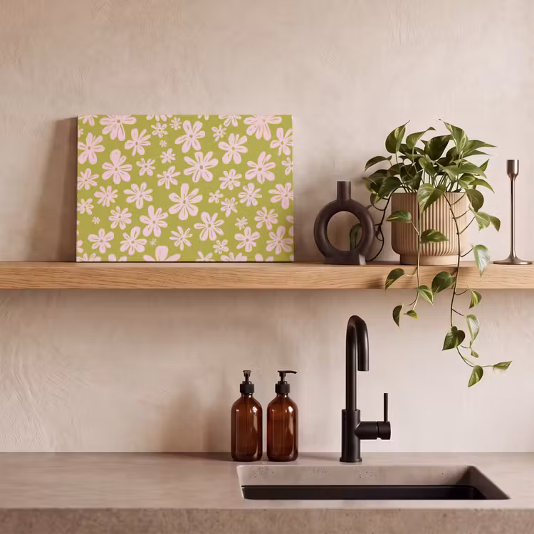 Canvas schilderij - Bloemen - Roze - Getekend - Patroon — 3