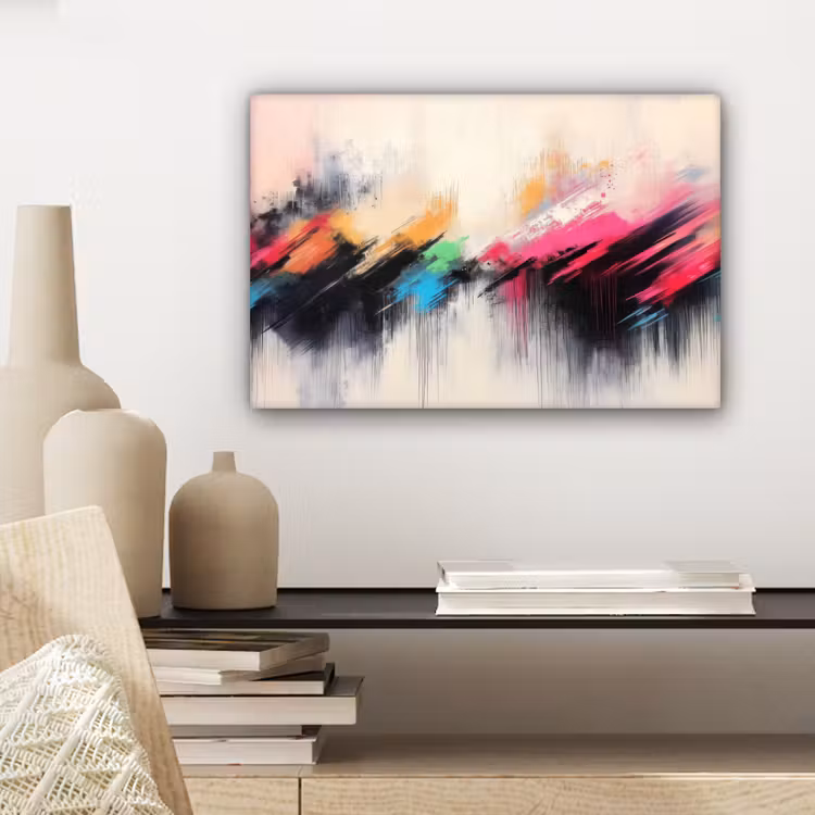 Canvas schilderij - Dynamisch - Abstract - Kleurrijk - Zwart — 5