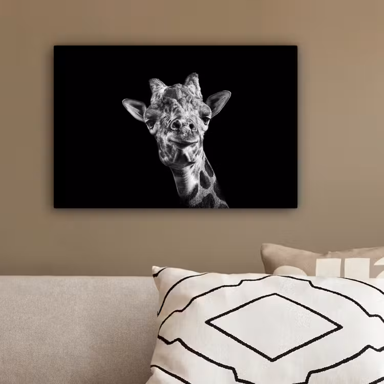 Canvas schilderij - Giraffe - Dier - Zwart - Wit — 3