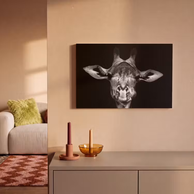 Canvas schilderij - Giraffe - Portret - Dieren - Zwart - Wit — 2
