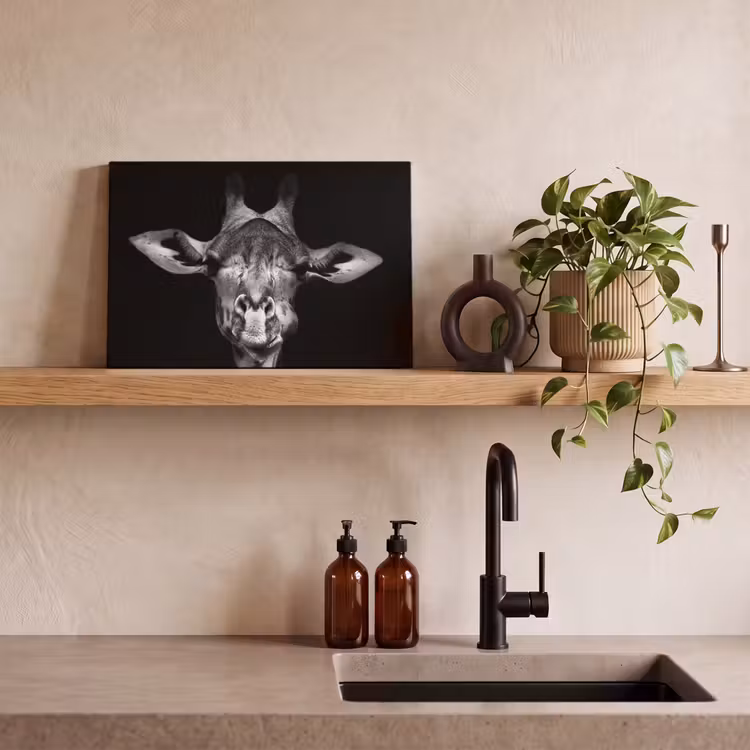 Canvas schilderij - Giraffe - Portret - Dieren - Zwart - Wit — 3