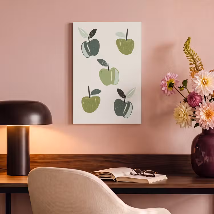 Canvas schilderij - Appels - Groen - Illustratie - Bladeren — 4