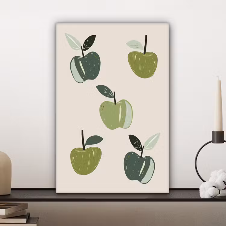 Canvas schilderij - Appels - Groen - Illustratie - Bladeren — 5