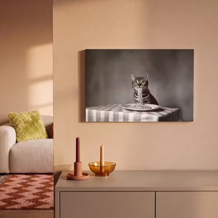 Canvas schilderij - Bengaal - Kat - Tafelkleed - Zwart - Wit - Dier — 2
